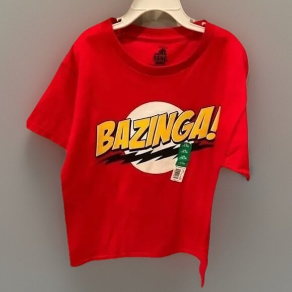Boys Large Bazinga Big Bang Red 10/12 T-shirt Tee NEW - Picture 1 of 3